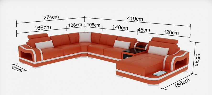 Ledersofa Canapé Wunnlandschaft Garnitur Design Modern Eck Dekorativ Sofa