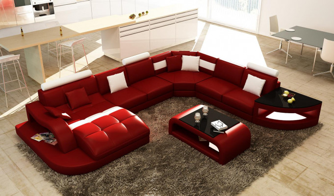 Multifunktion XXL Grouss Liederseesel Sofa Canapé Eck Wunnlandschaft Ecksofa Polster.