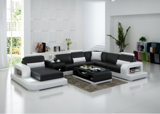 Ledercouch Sofa Modern Wunnlandschaft Eckcouch Eck Dekor Design Garnitur