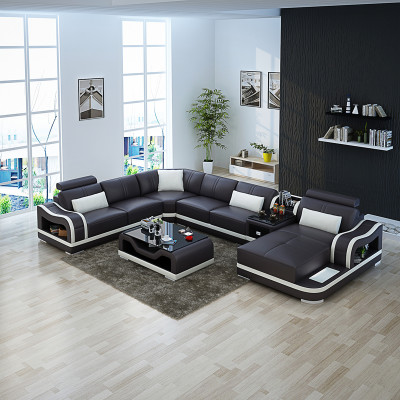 Ledercouch Wunnlandschaft Eckecksofa Eck Garnitur Design Modern Sofa G8030