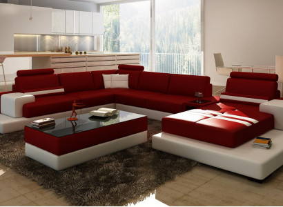 Wunnlandschaft Couch Polster Eck Garnitur Ledersofa mat USB, Ecksofa Nei 2725A