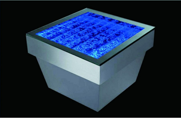 Design Dësch Couchtisch Waasser Kolonn Kolonn Waasser Canapé LED Dekoratioun Beliicht