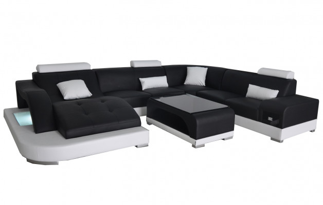 Lieder Sofa Modern Sëtz Canapé Polster Design Eck Wunnlandschaft + Dësch Couchen