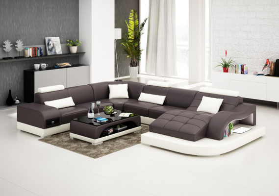 Lieder Sofa Modern Sëtz Canapé Polster Design Eck Wunnlandschaft + Dësch Couchen