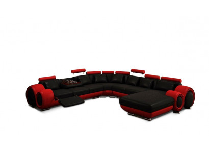 Ledersofa Canapé Wunnlandschaft Ecke Canapé Eck Garnitur Design Modern Canapé mat USB