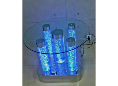 Waasser Design Dësch, Couchtisch Waassersäilen, Säule, Sofa Dëscher, LED.