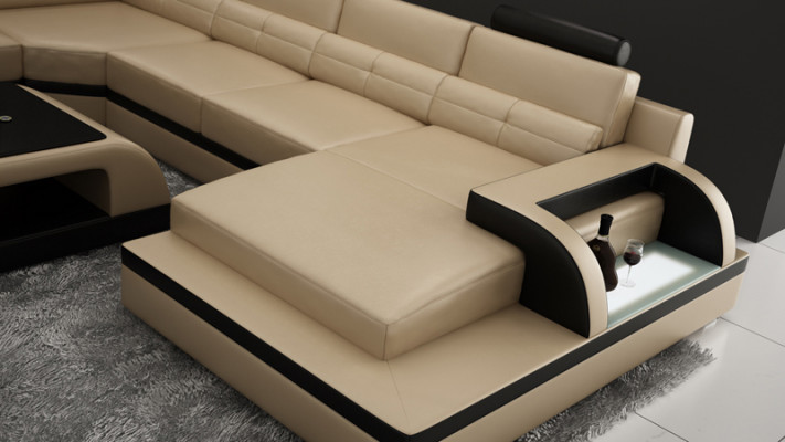 Modern Ecksofà Couch Polstersëtz Eckgarnitur Wunnlandschaft Sofà Eck Garnitur + USB