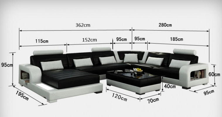 Sofa Ecksofa Design Wunnlandschaft mat Rägal Polstersëtzgarnitur Ledersofa USB