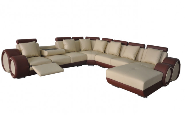 Sofa Ledersofa Ecksofa Wunnlandschaft Sofa Polster Sitzeck Eckkompositioun +USB