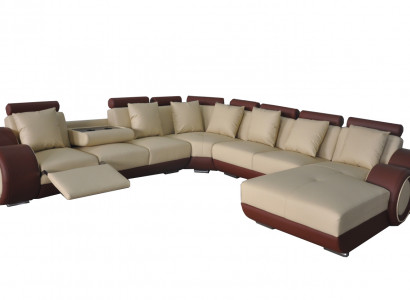 Sofa Ledersofa Ecksofa Wunnlandschaft Sofa Polster Sitzeck Eckkompositioun +USB
