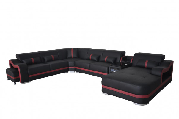 Lieder Canapé Polster Garnitur Sëtz Design Modern Eck Sofa mat USB Wunnlandschaft