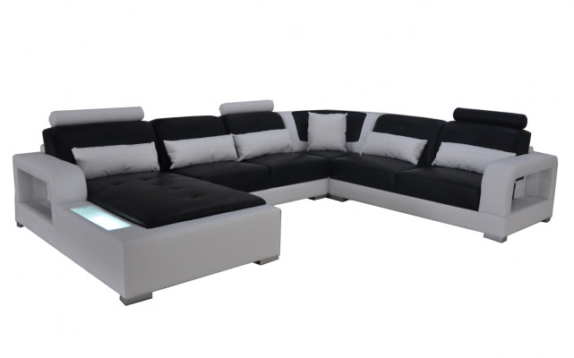Lieder Canapé + USB Couch Wunnlandschaft Eck Garnitur Design Modern Polster U Form