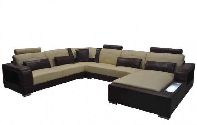 Lieder Canapé + USB Couch Wunnlandschaft Eck Garnitur Design Modern Polster U Form