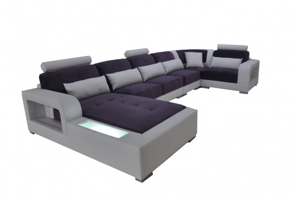 Lieder Canapé + USB Couch Wunnlandschaft Eck Garnitur Design Modern Polster U Form