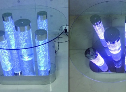Waasser Säulen Design Dësch Canapé Dësch Säil Water Sofa Dëscher LED