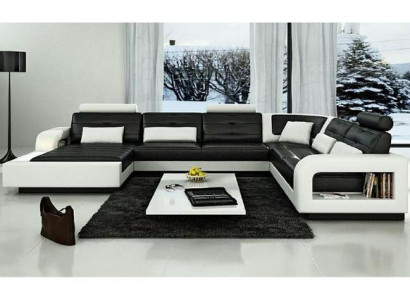 Ledercouch mat USB Ledercouch Schloofsofa Sofa Garnitur Wunnlandschaft Eckcouch