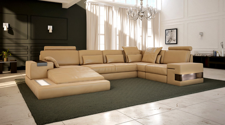U-Form Sofa Wunnlandschaft U-Form Ecksofa Couch Garnitur Polster Ecksofa mat USB