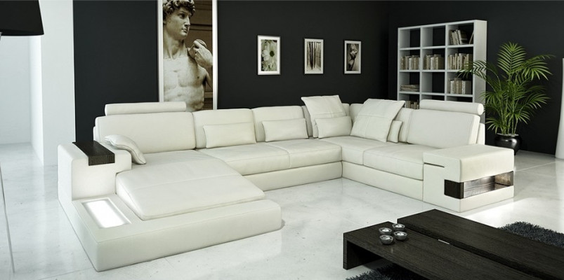 Textil Sofa USB Polster Eckcouch Garnitur Wunnlandschaft Ledersofa Design Canapé