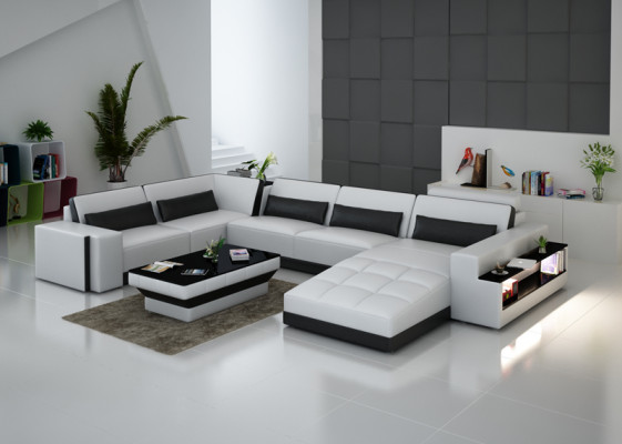 Ledercouch Sofa Wunnlandschaft Eckcouch Eckbestéck Design Modern Sofa G8019