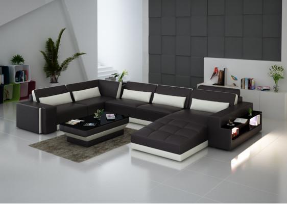 Ledercouch Sofa Wunnlandschaft Eckcouch Eckbestéck Design Modern Sofa G8019