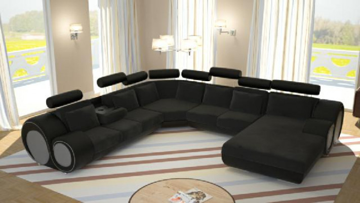 Designer Canapé Wunnlandschaft U-Form Canapé Eckcanapé Polster Garniture Eckeinheit