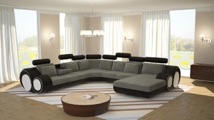 Designer Canapé Wunnlandschaft U-Form Canapé Eckcanapé Polster Garniture Eckeinheit