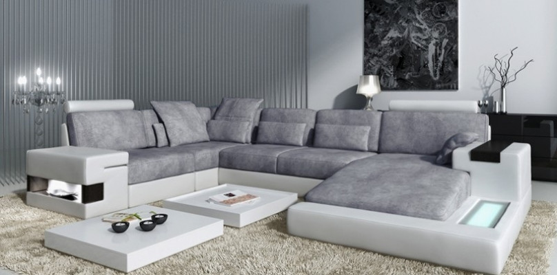Leder Sofa Sofa Canapé Polster Eck Design Wunnlandschaft Eckgarnitur Grouss Sofas