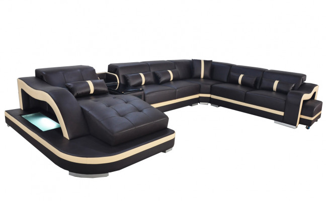 Lieder Canapé Këssen Sëtz Wunnlandschaft Modern Eck Garnitur Sofa U Form Design
