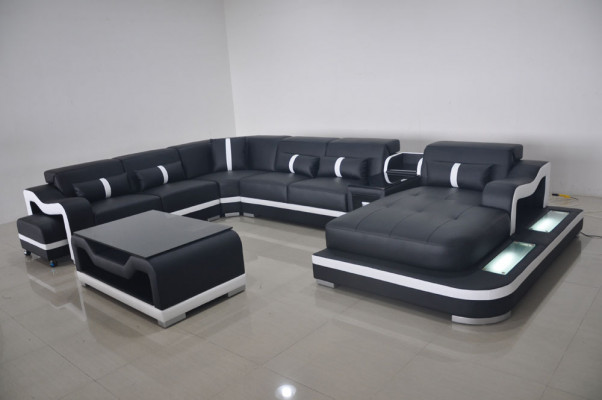 Eckcouch U-Form Wunnlandschaft Canapé Couch Këssen Eck Stoff Canapéen Nei