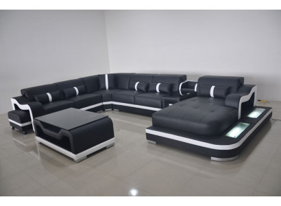 Eckcouch U-Form Wunnlandschaft Canapé Couch Këssen Eck Stoff Canapéen Nei