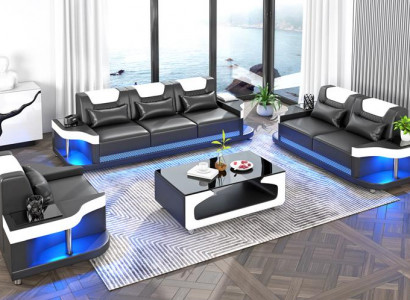 Sofagarnitur 3+2+1 Sitz Set Design Sofa Polster Couchen Wunnzëmmer Set Lieder