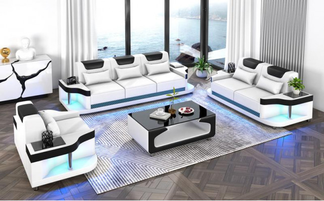Sofagarnitur 3+2+1 Sitz Set Design Sofa Polster Couchen Wunnzëmmer Set Lieder