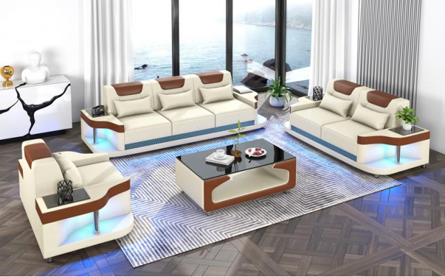 Sofagarnitur 3+2+1 Sitz Set Design Sofa Polster Couchen Wunnzëmmer Set Lieder