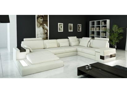 Design Ledercouch Sofa Couch Polster Wunnlandschaft XXL Grouss Eckcouch Ecke Bellini