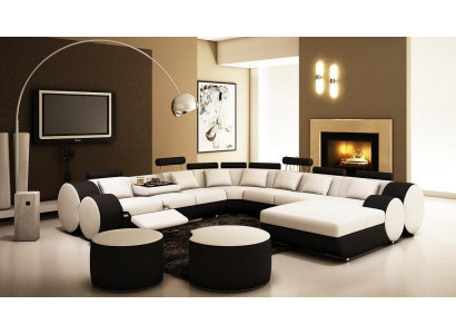 Designer Ledersofa mat USB XXL Wunnlandschaft Grousst Sofa Polstersëtzk Ecksofa Relax