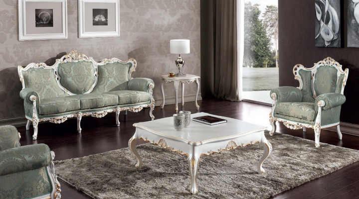 Sofagarnitur Set Canapé Klassesch Barock Miwwele Wunnzëmmer Canapé 5tlg. Sofa Dësch