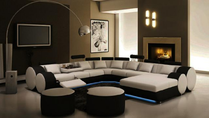 Designer Ledersofa mat USB XXL Wunnlandschaft Grousst Sofa Polstersëtzk Ecksofa Relax