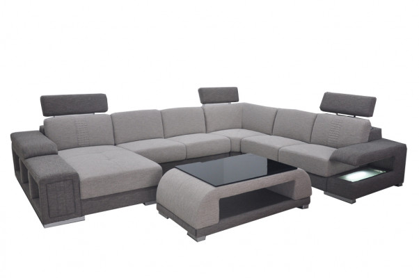 Eck Sofa Eck Modern XXL Canapé Wohnlandschaft Textil Garnitur U-Form B2015 Stoff