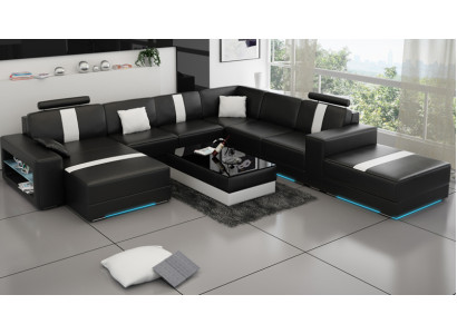 Ledercouch U-Form Sofa Wunnlandschaft Eckcouch Garnitur Design Modern Sofa K5010