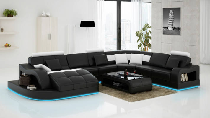 Ledercouch Wunnlandschaft Eckcouch Eck Garnitur Design Modern Couch L6015B