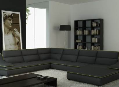 Winkelsofa mat USB Ledersofa Wunnlandschaft Canapé Sëtz Eck Garnitur U Form EltmannG