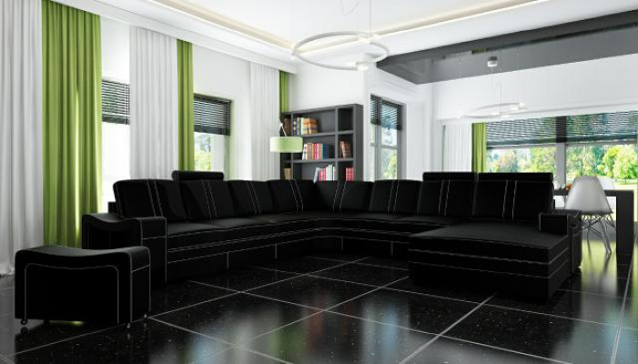 Liederdivan mat USB Wunnlandschaft Eckdivan Nei Garnitur Divan XXL Liederdivan Canapé