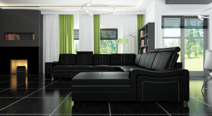 XXL Liederdivan mat USB Liederdivan Wunnlandschaft Eckdivan Nei Garnitur Divan FRANCO