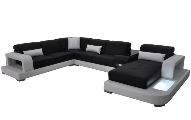 Modern Sëtz Polster Wunnlandschaft Wunnzëmmer Couch Polster Wénkel USB + Liicht