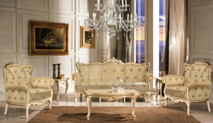 Italienesch Sëtzgrupp Klassesch Miwwelen Sëtzgepolster Set Sofa Canapé 4-Teileg. Nei