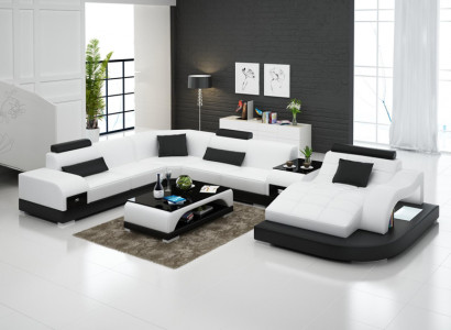 Ledercouch Modern Couch Wunnlandschaft Ecksofa Eck Dekor Design Garnitur