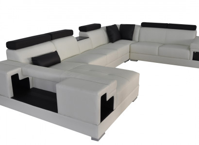 Ledercouch mat USB Eckcouch Wunnlandschaft Sofas Couchen Garnitur Design Modern