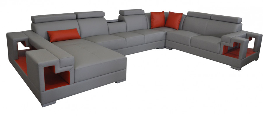 Ledercouch mat USB Eckcouch Wunnlandschaft Sofas Couchen Garnitur Design Modern