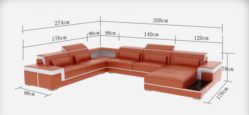 Ledercouch USB Wunnlandschaft Eckcouch Eck Garnitur Design Modern Sofa Couch Nei