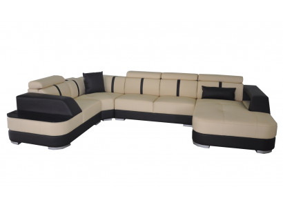 Wunnlanschaft Designer Sofa mat USB Grouss Polster Lieder Sofas Eck Sëtz Schwaarz